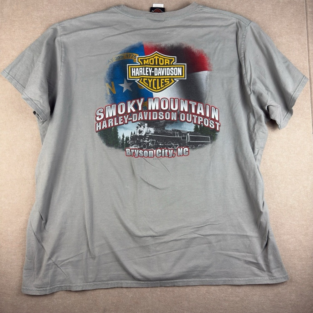 Harley-Davidson T-Shirt Men 3XL Gray‎ Smoky Mountain NC Pocket 2019 Honduras